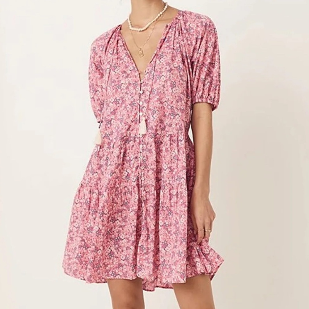 Spell & the Gypsy Poppy Smock Mini Dress | Pink Candy Floral | Size M | NWT
